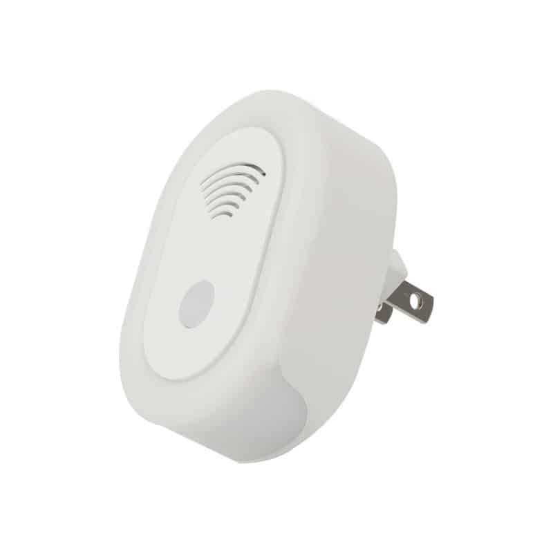 Ultrasonic Pest Repeller for Indoor Use, chemical-free, discreet white design, targets mosquitoes and rodents.