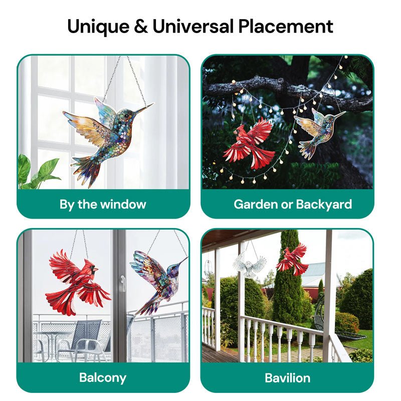 Unique Multicolor Hummingbird Glass Suncatcher - Lexians