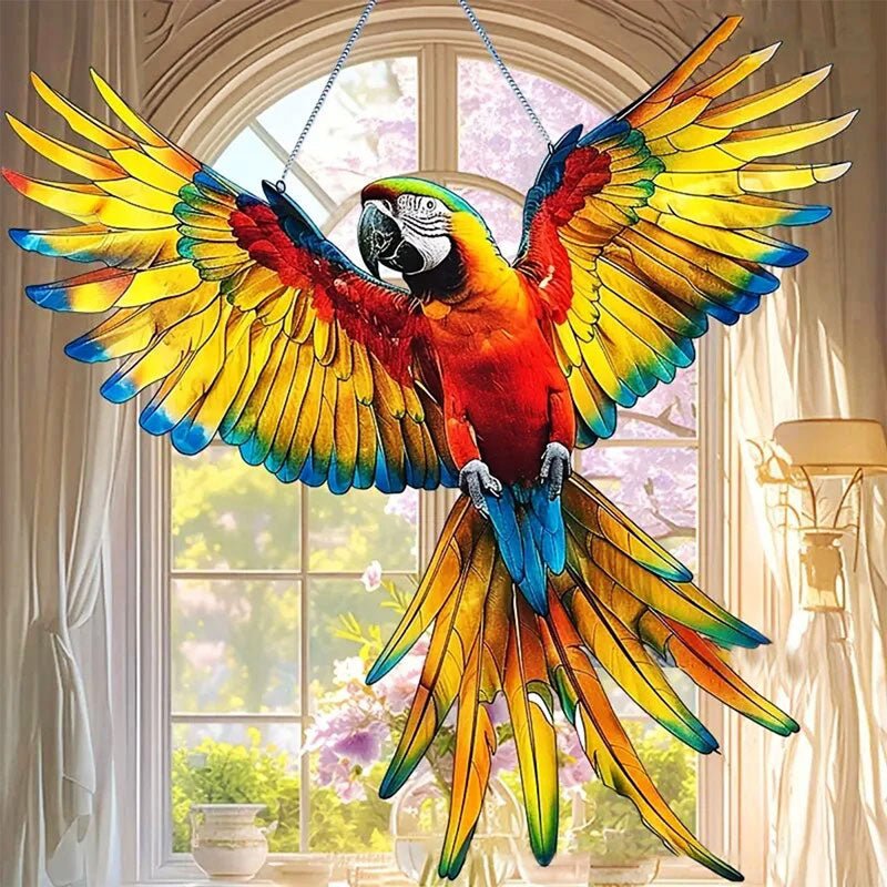 Unique Multicolor Hummingbird Glass Suncatcher - Lexians