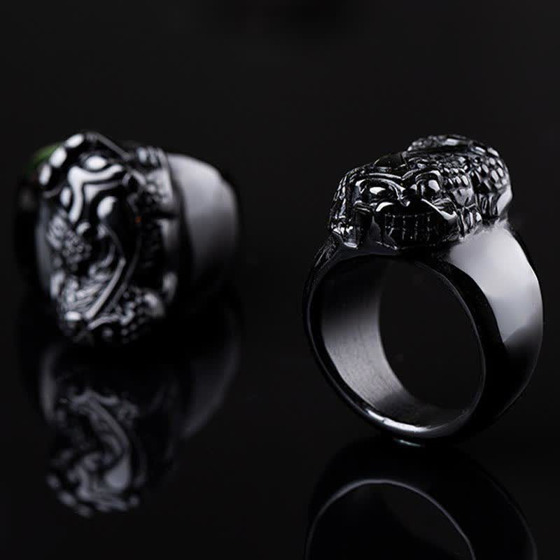 Unisex FengShui PiXiu Black Obsidian Strength Ring - Lexians