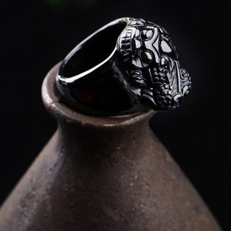 Unisex FengShui PiXiu Black Obsidian Strength Ring - Lexians