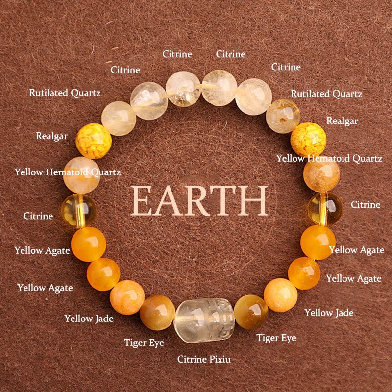 Unisex Five Elements Crystal Agate Luck Bracelet - Lexians