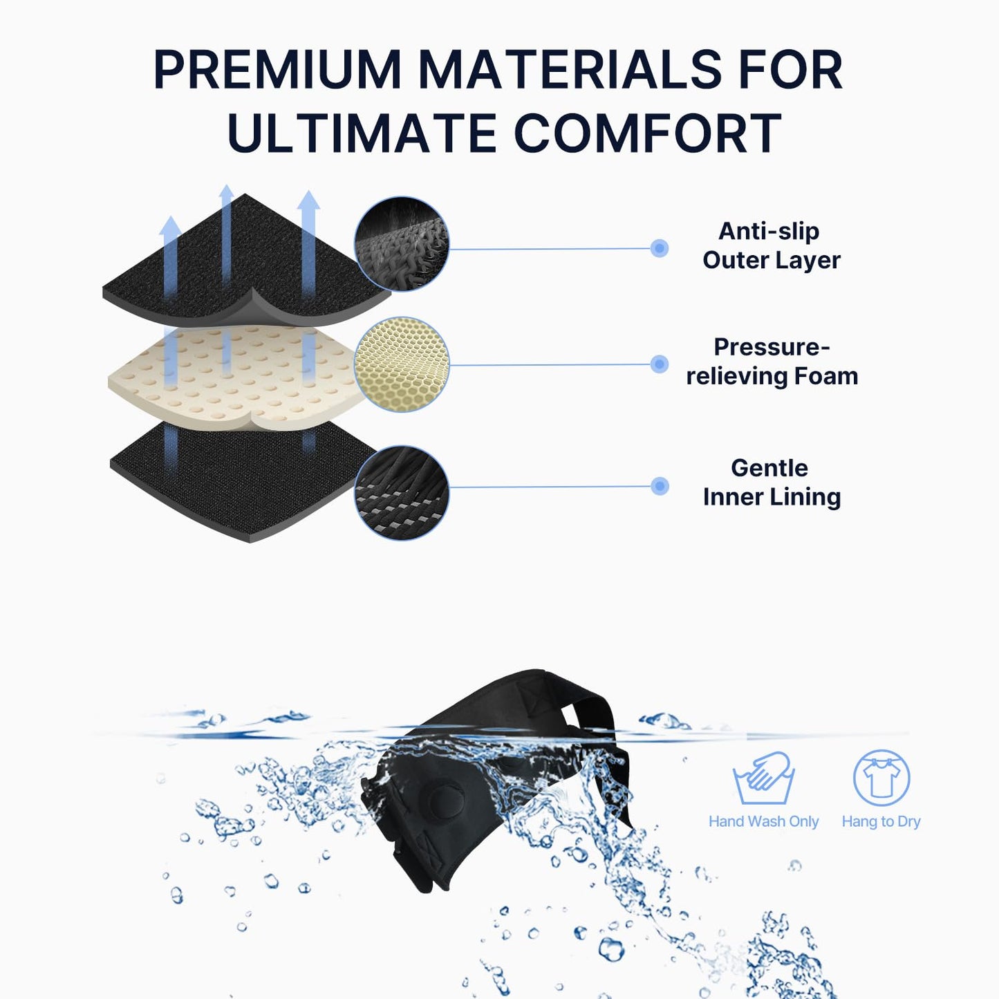 Unisex sciatica relief knee brace with dual silicone pads, snug fit, adjustable straps, visible steel support bars, latex-fre