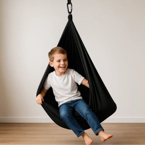Unisex sensory swing hammock for indoor and outdoor use, blue, crafted fabric supporting up to 300 kg, transforms any space.