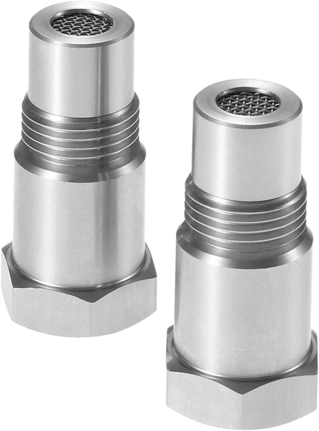 Universal car check engine light eliminator adapter with mini CAT, stainless steel, dual-thread fit, easy four-step install.