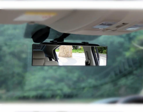Universal wider view rearview mirror with 11.8" convex design, reducing blind spots; glass and ABS plastic; easy clip-on inst