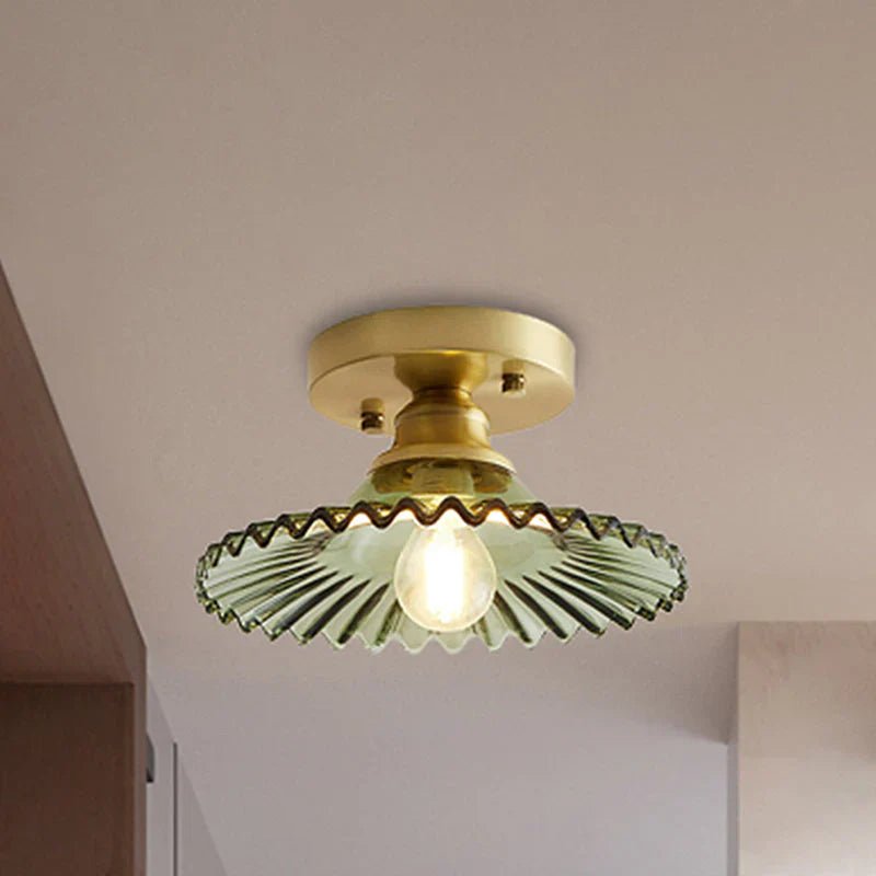 Vintage - Inspired Ribbed Glass Ceiling Lamp - Semi - Flush Mount - Lexians