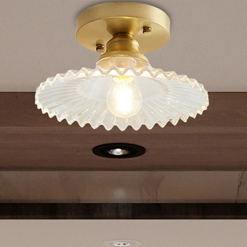 Vintage - Inspired Ribbed Glass Ceiling Lamp - Semi - Flush Mount - Lexians