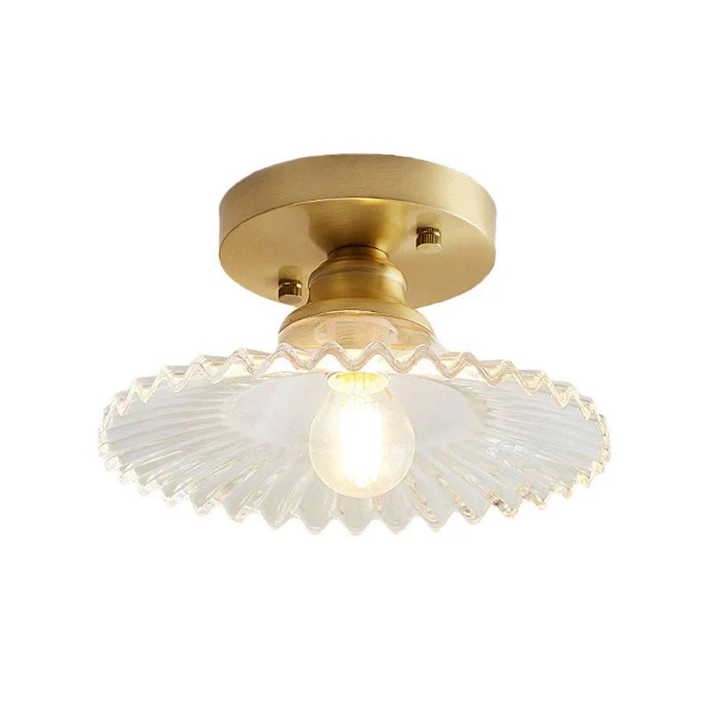 Vintage - Inspired Ribbed Glass Ceiling Lamp - Semi - Flush Mount - Lexians