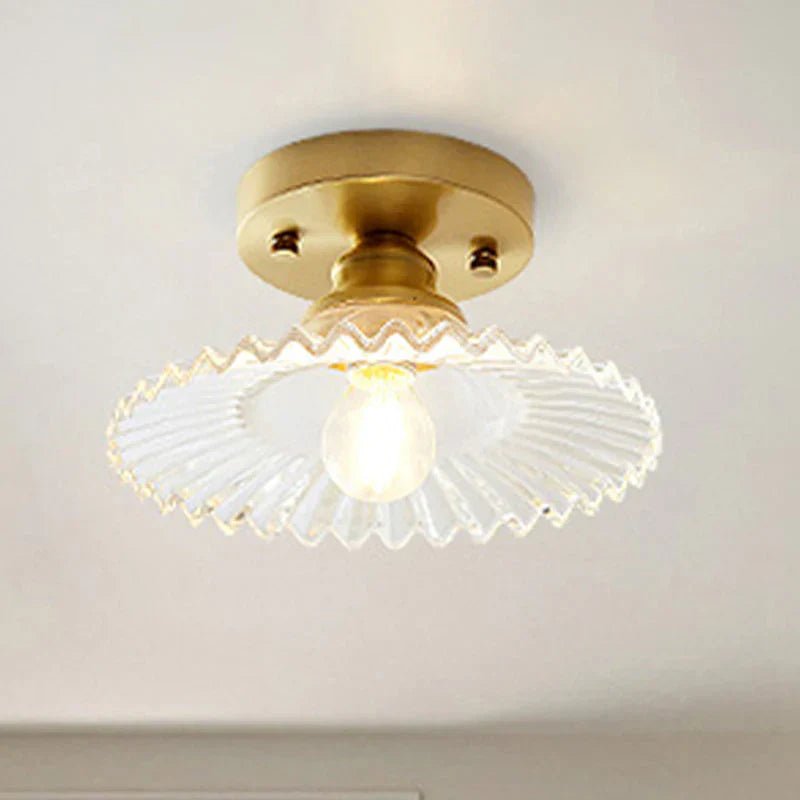 Vintage - Inspired Ribbed Glass Ceiling Lamp - Semi - Flush Mount - Lexians