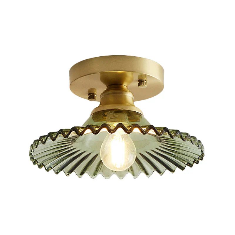 Vintage - Inspired Ribbed Glass Ceiling Lamp - Semi - Flush Mount - Lexians