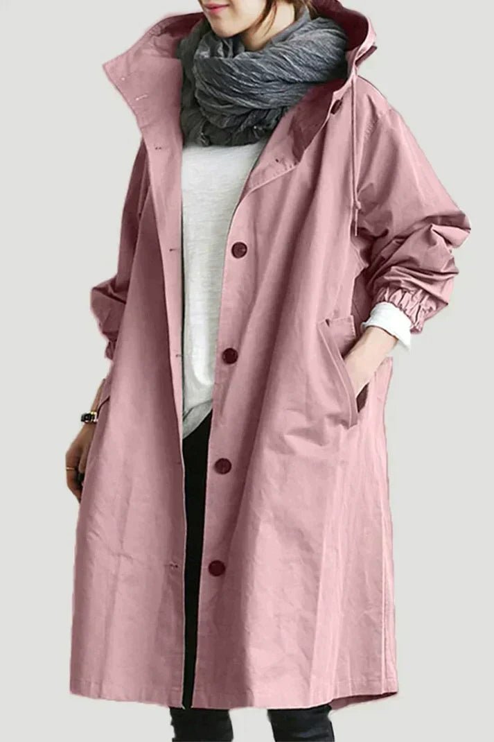 Women's Hooded Trench Coat with Stylish Detailing - Lexians
