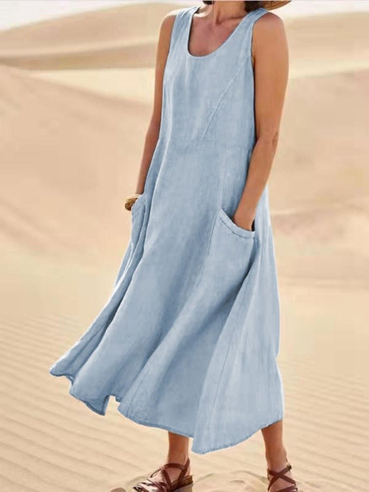 Women's Lightweight Summer Dress - Breezy Cotton Style - Lexians