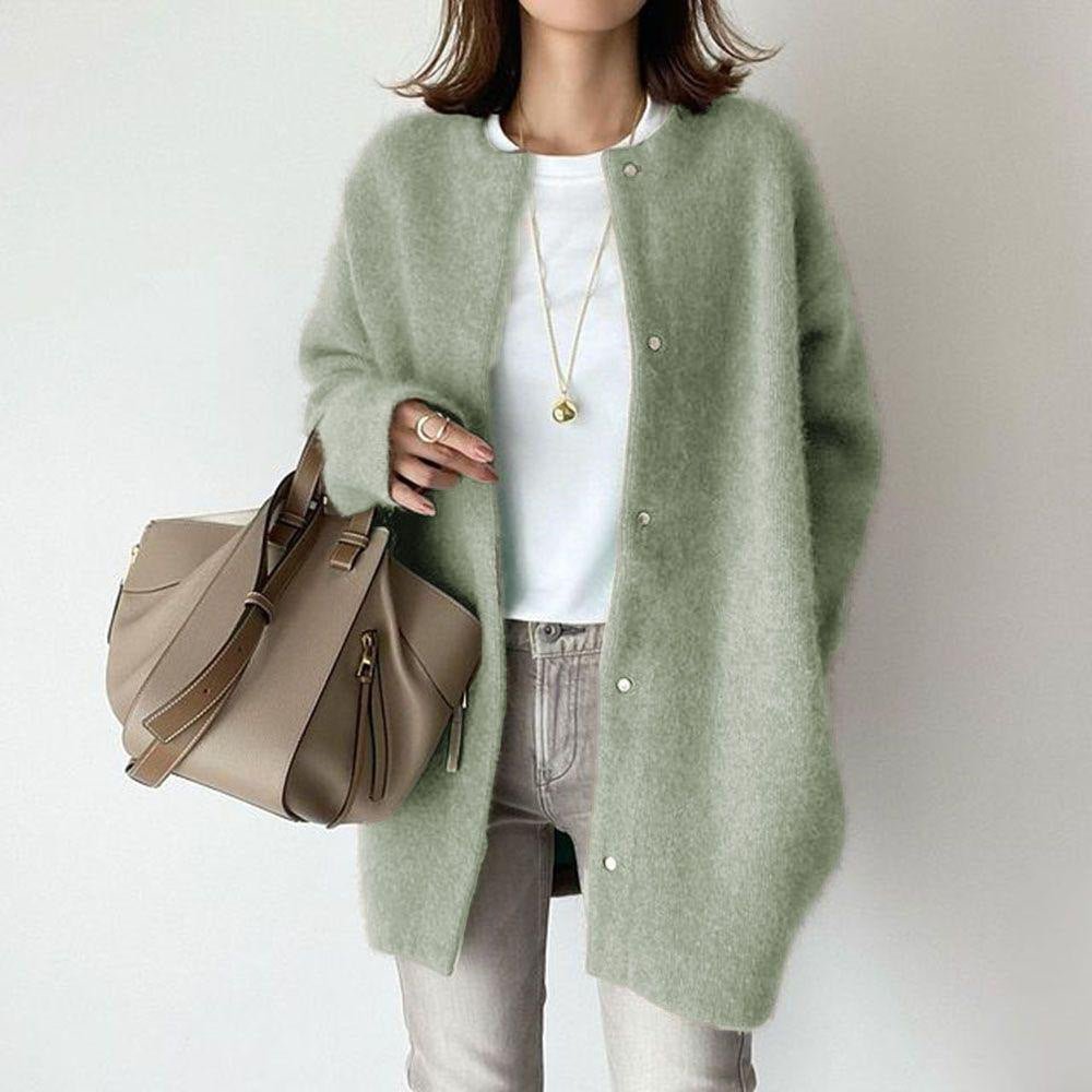 Women's Luxe Wool Cardigan with Suede Accents - Lexians