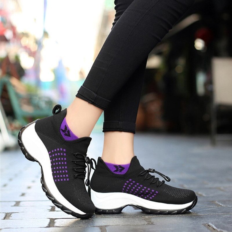 Women's Non - Slip Healthcare Ortho Cushion Shoes - Black Purple - Lexians