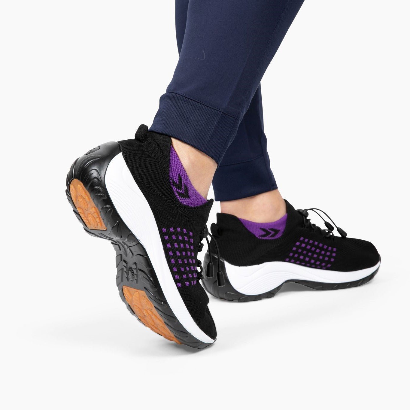 Women's Non - Slip Healthcare Ortho Cushion Shoes - Black Purple - Lexians