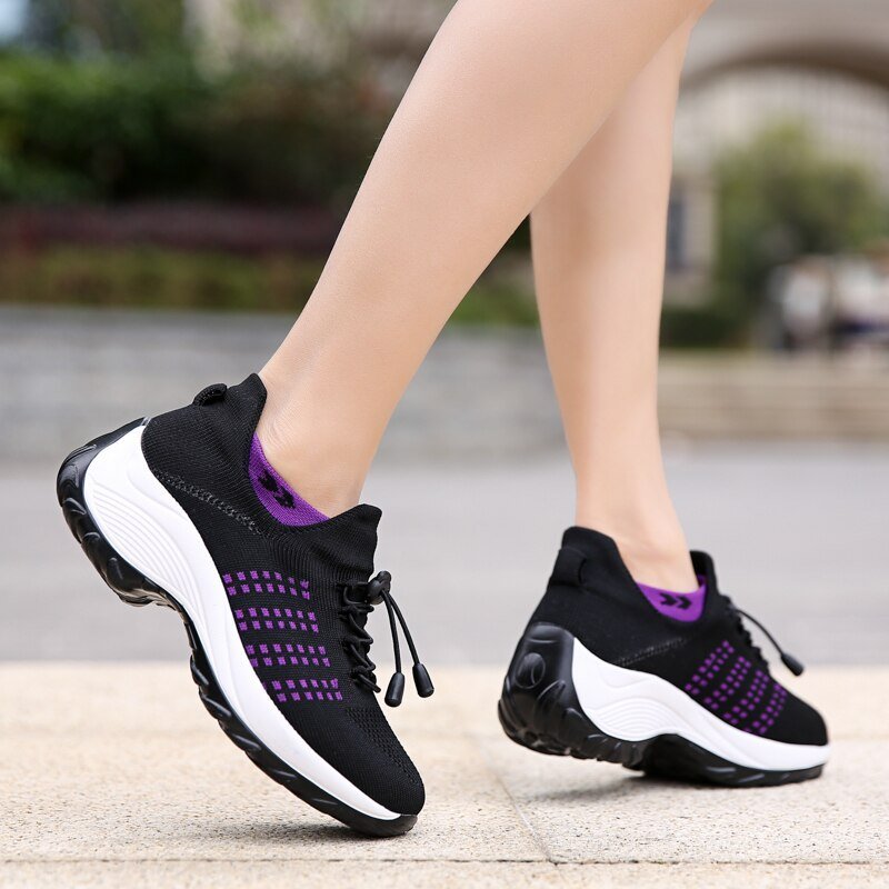 Women's Non - Slip Healthcare Ortho Cushion Shoes - Black Purple - Lexians