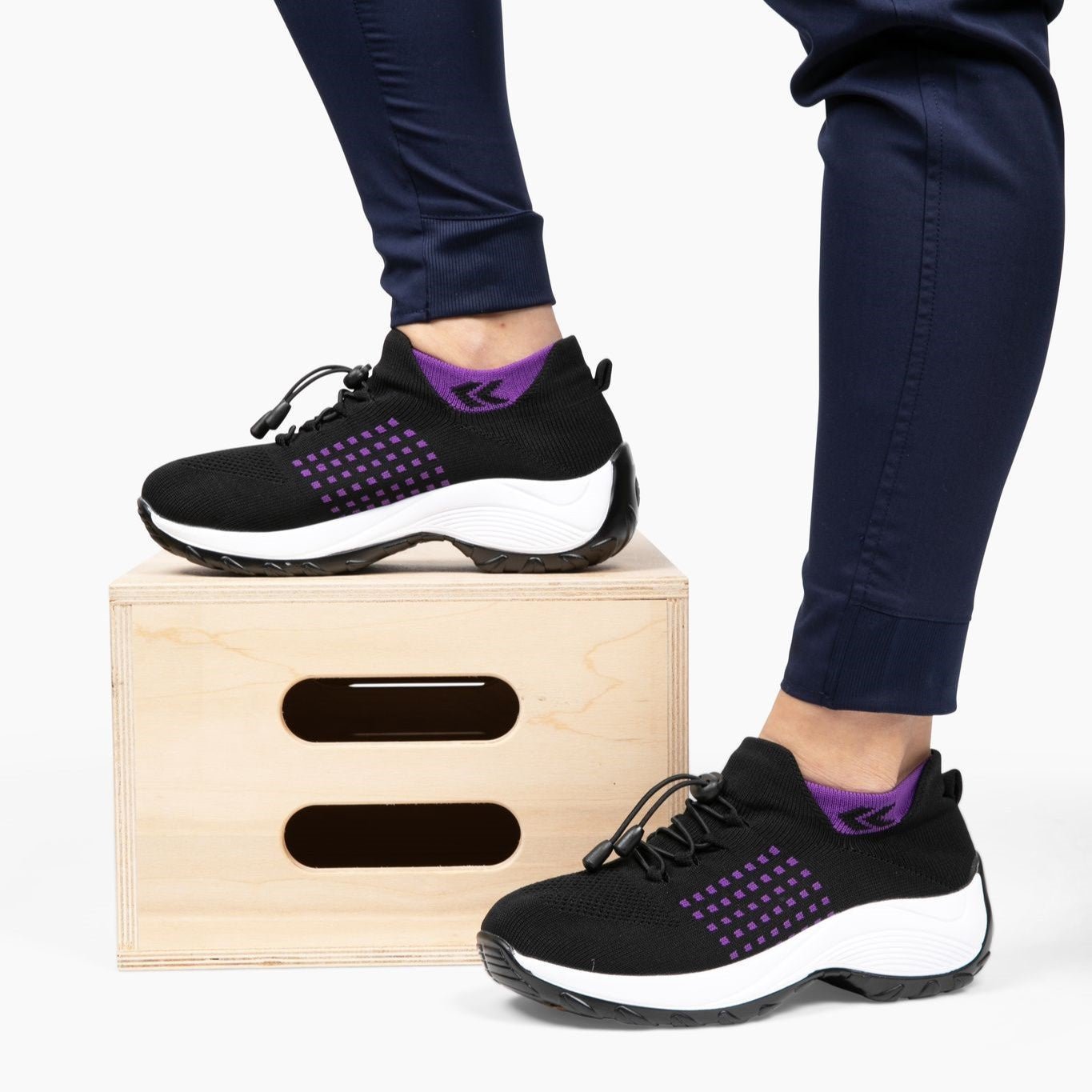 Women's Non - Slip Healthcare Ortho Cushion Shoes - Black Purple - Lexians