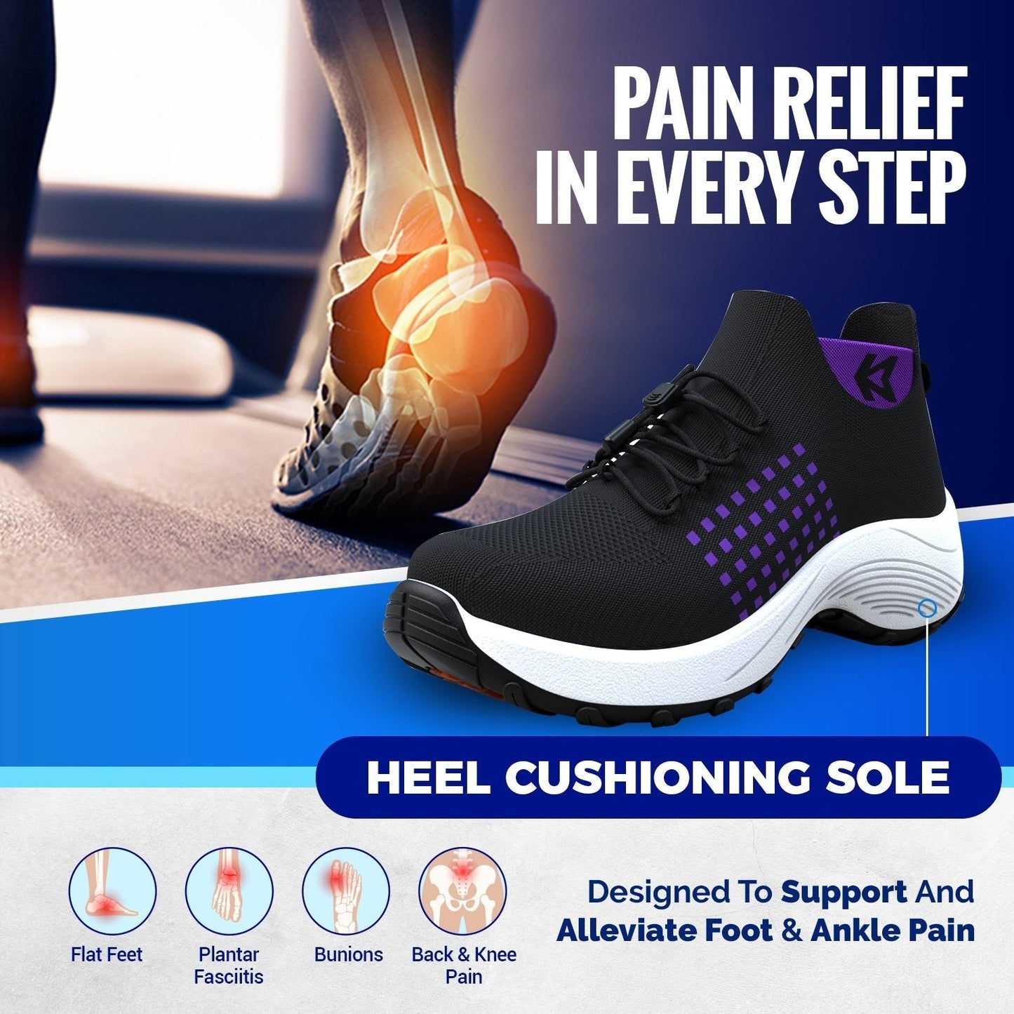 Women's Ortho Stretch Cushion Sneakers for Foot Pain Relief - Lexians