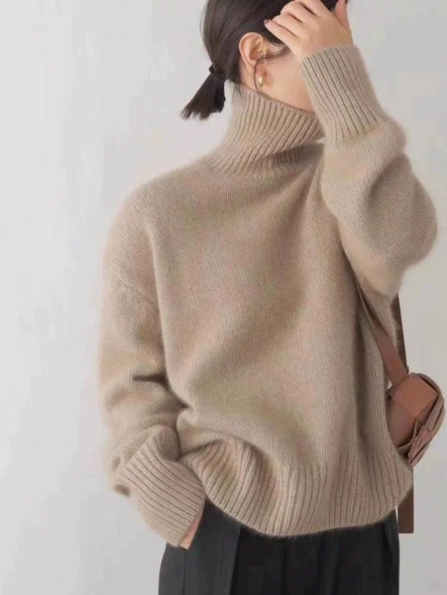Women's Oversized Cashmere Turtleneck Sweater - Lexians