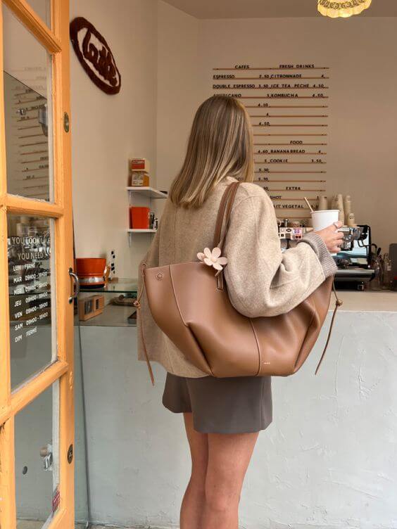Women's Oversized Grain - Textured Tote Bag - Lexians
