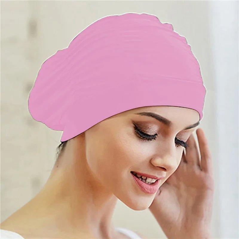 Women's Stretch Nylon Turban Swim Cap for Long Hair - Lexians