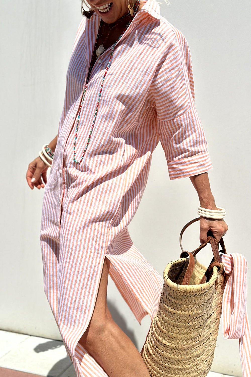 Women's Striped Shirt Dress - Versatile and Breezy - Lexians