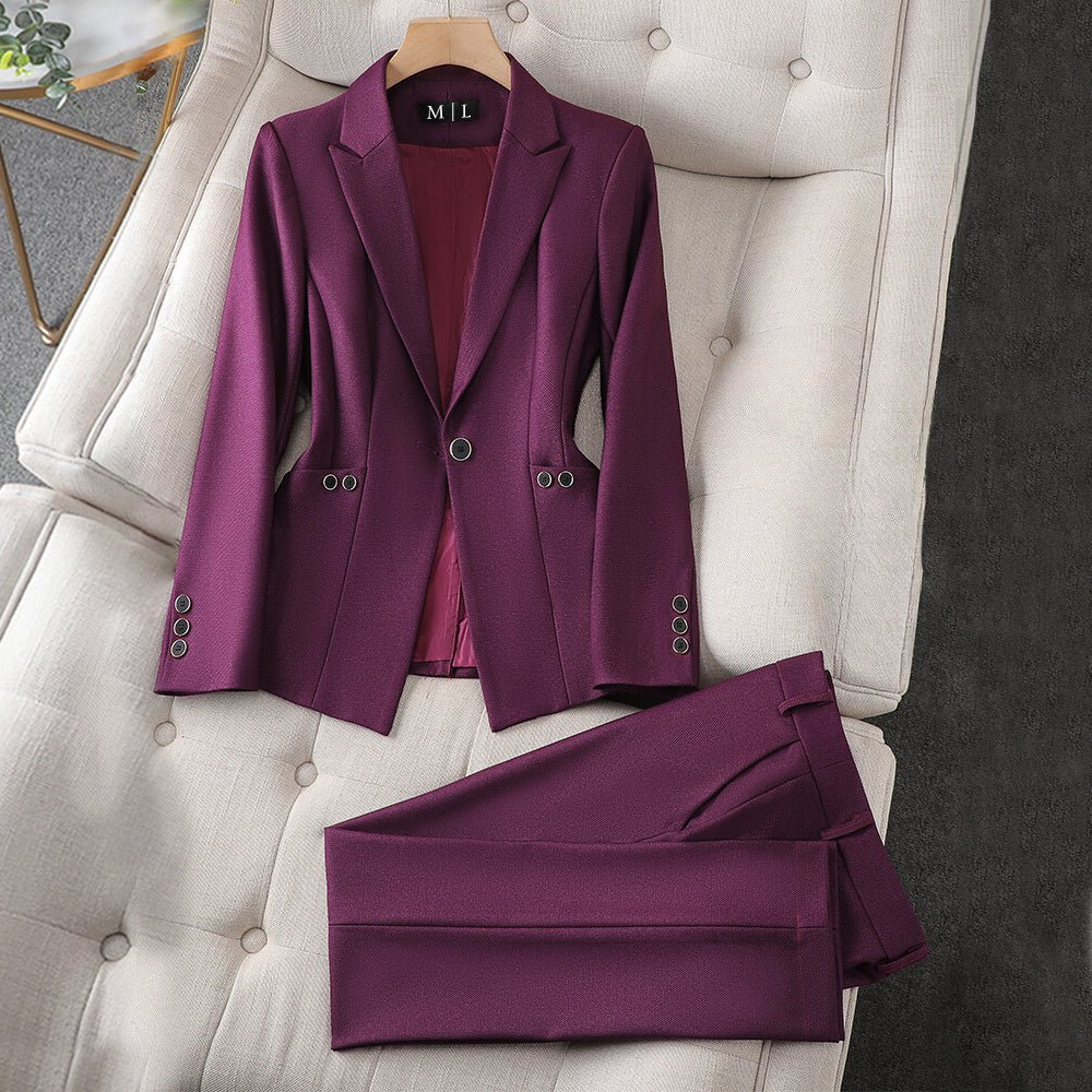 Women's Tailored Blazer & Pants Set in Luxe Poly - Blend - Lexians
