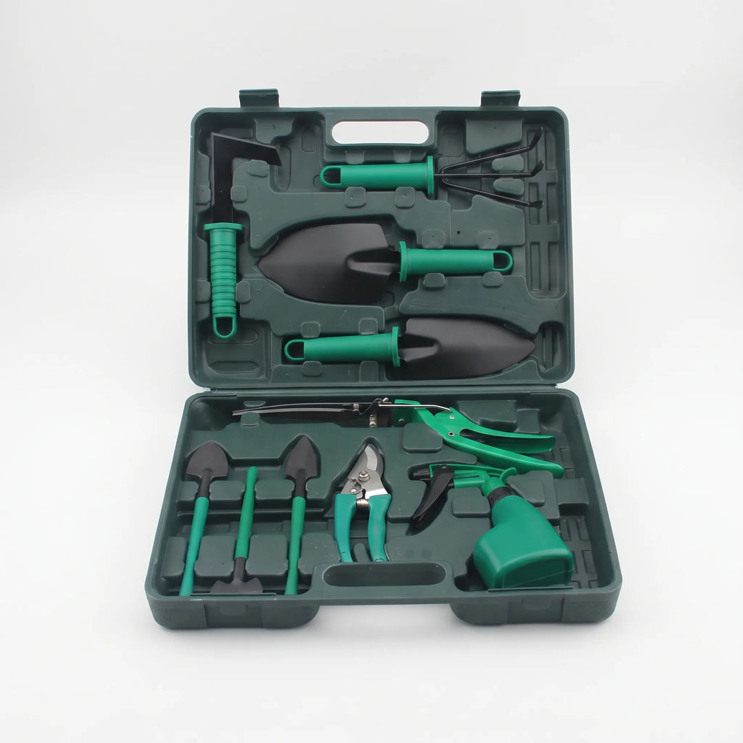 Versatile 10-piece garden tool set for all gardening needs. Durable tools for planting, weeding, and plant care.