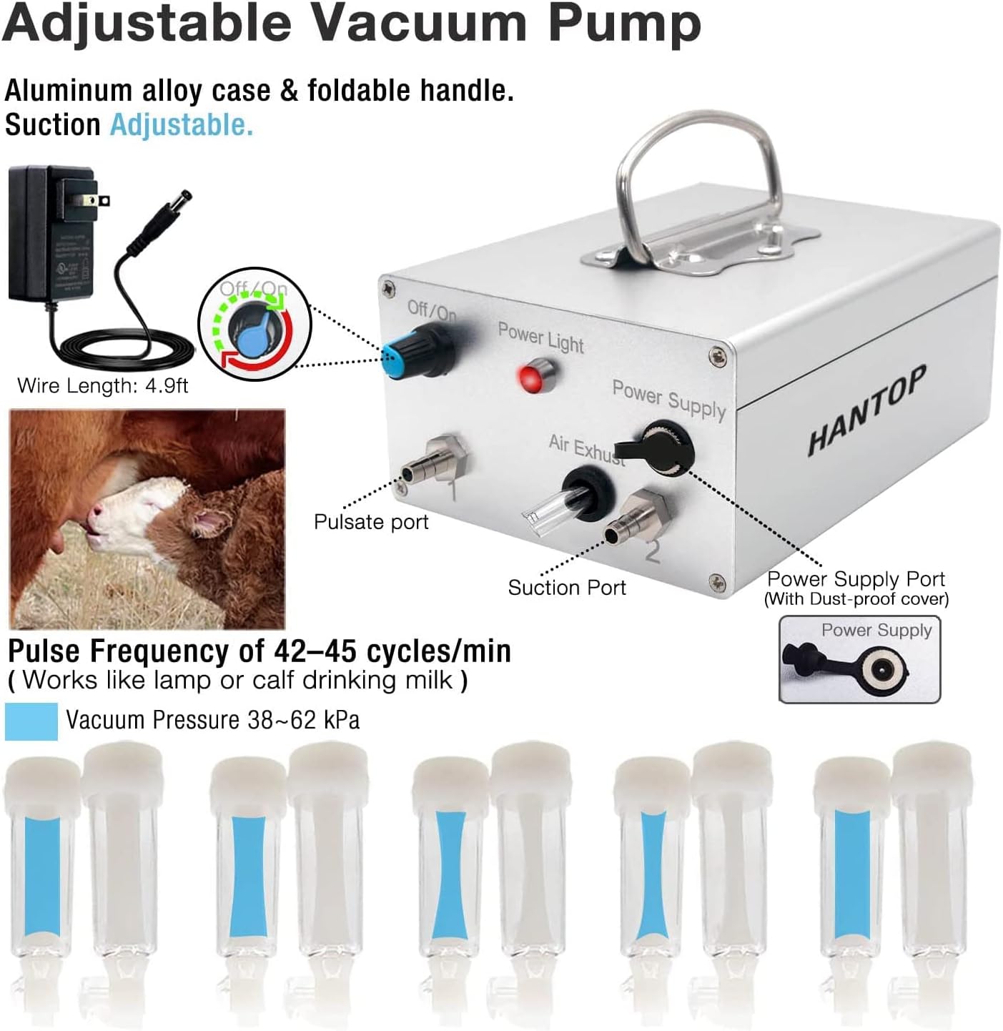 12L Portable Milking Machine with Auto Stop and Pulsation - Lexians