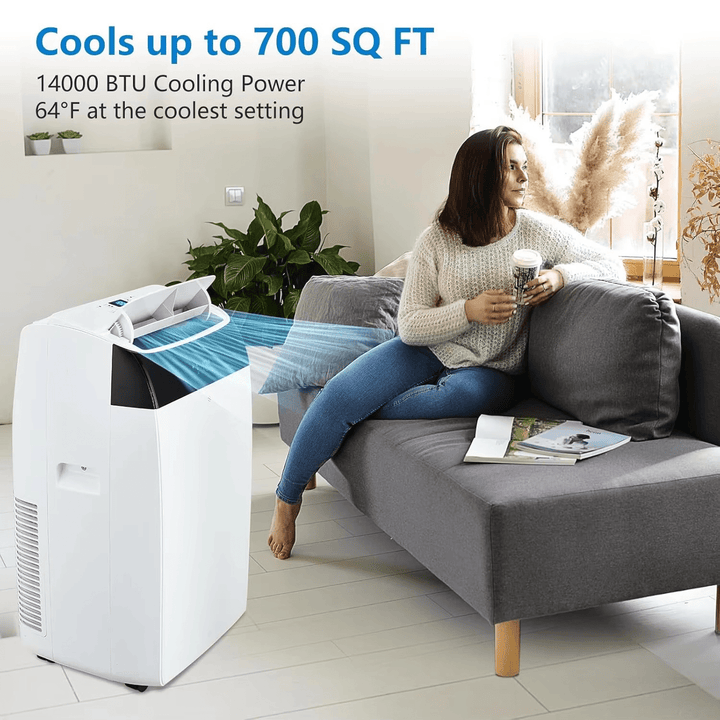14000 BTU Portable Air Conditioner with Remote & Sleep Mode - Lexians