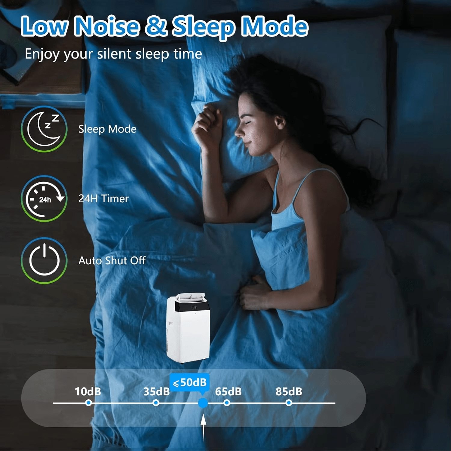 14000 BTU Portable Air Conditioner with Remote & Sleep Mode - Lexians