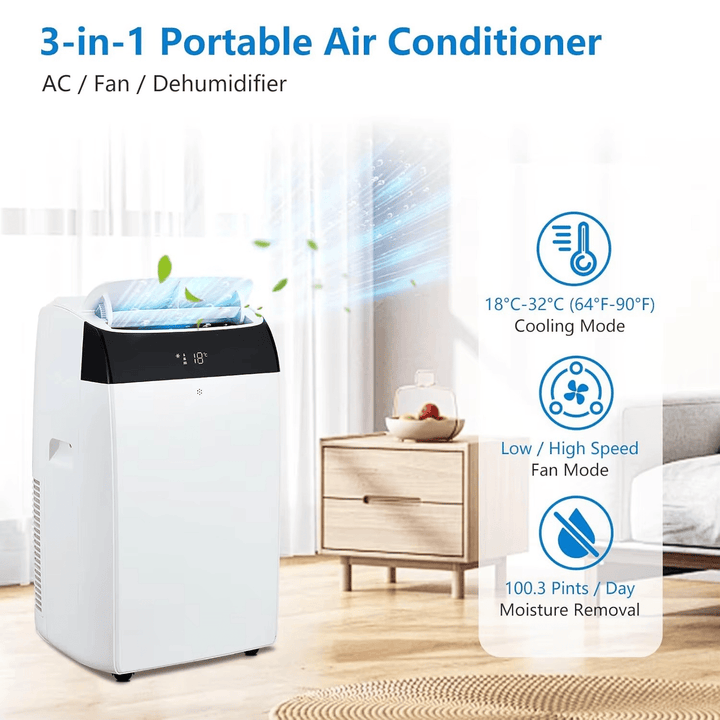 14000 BTU Portable Air Conditioner with Remote & Sleep Mode - Lexians