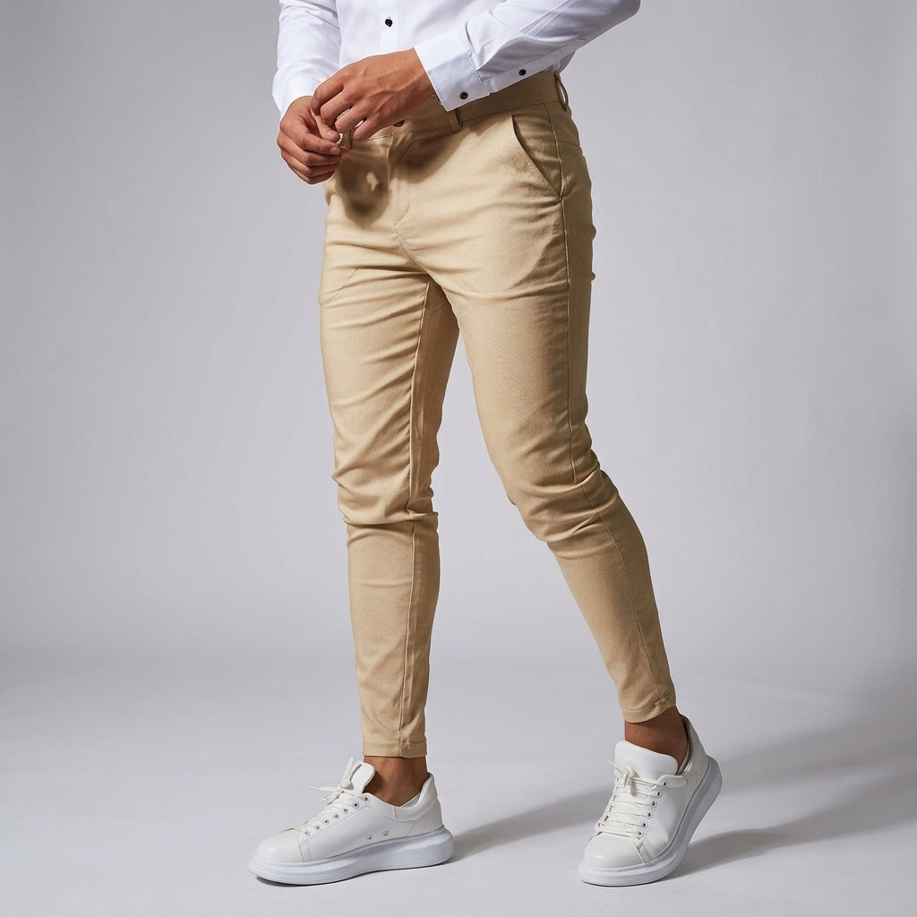 Stylish men's workwear trousers with a sleek slim fit, designed for comfort and professional performance.