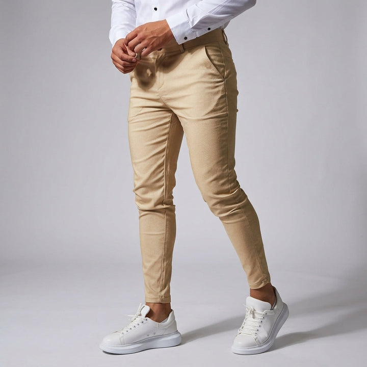 Stylish men's workwear trousers with a sleek slim fit, designed for comfort and professional performance.