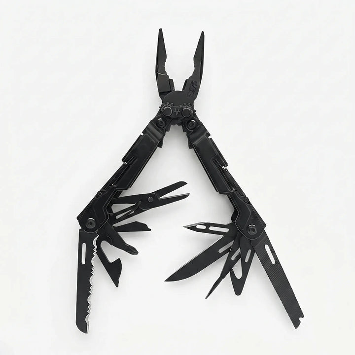 Compact men's 18-function folding multi-tool pliers, essential survival gear for outdoor adventures.