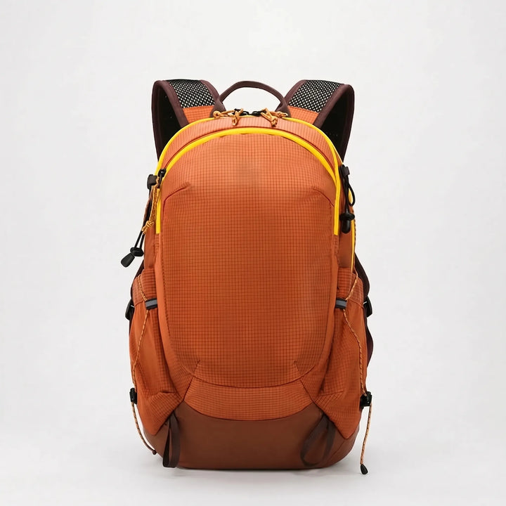 Rugged 5.3 Gallon hiking backpack for trail adventures. Durable, water-resistant nylon daypack for outdoor travel.