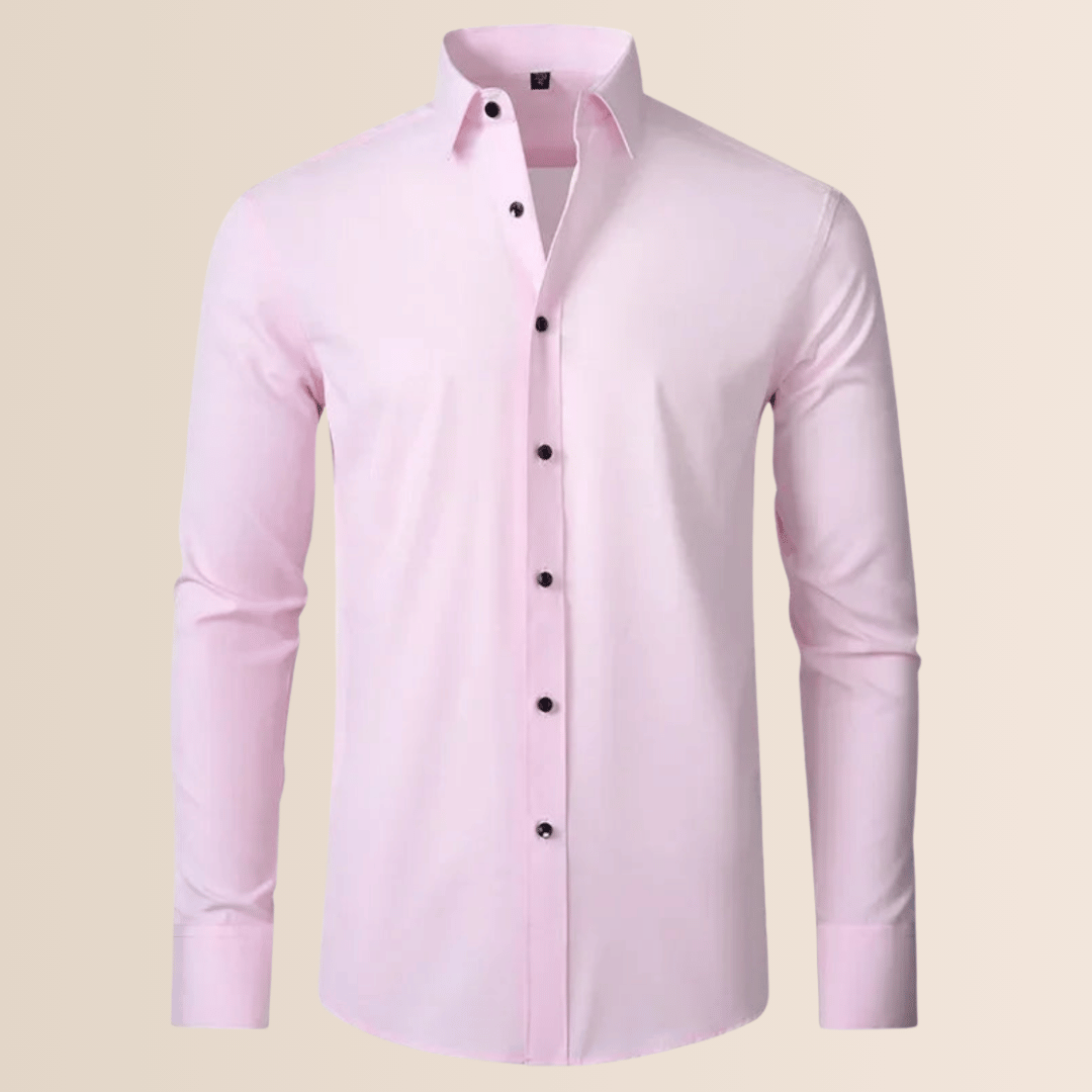 Regular fit men's stretch business shirt, professional office wear, non-iron for a sharp formal look.
