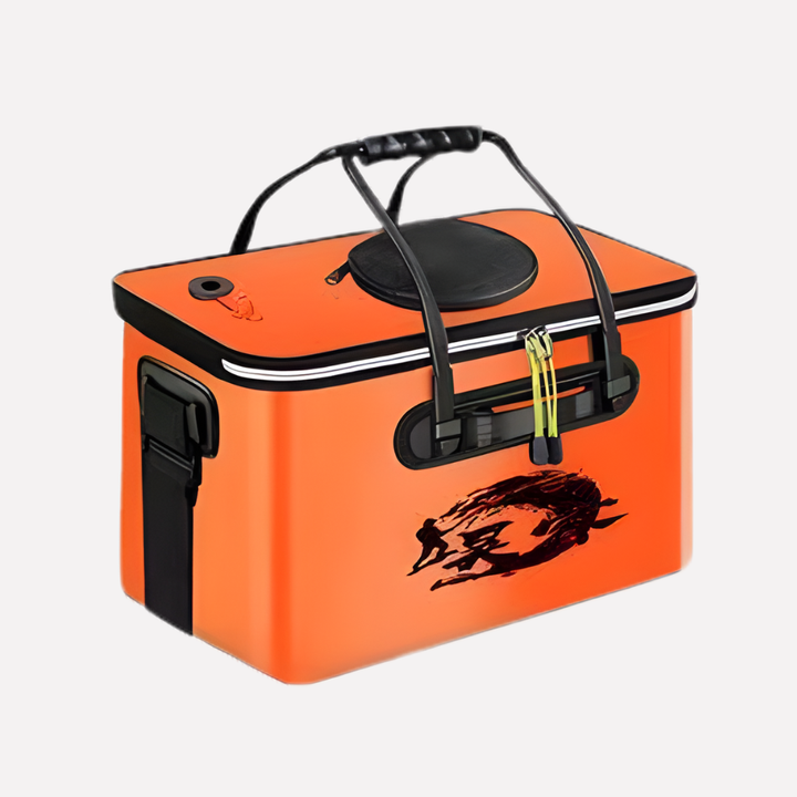 Durable EVA foldable fishing bucket, ideal for live bait and tackle storage during outdoor fishing trips.