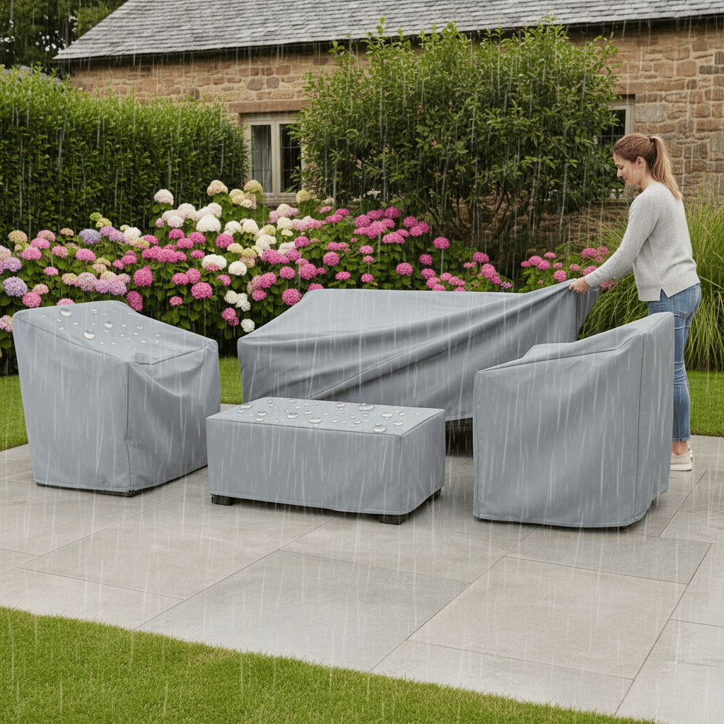 Year-round outdoor furniture cover ensures weatherproof and UV-resistant protection for your patio investment.