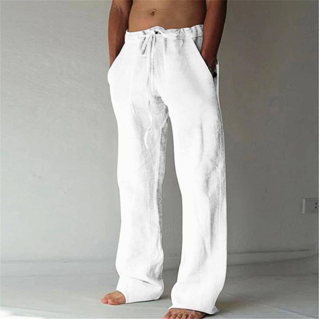 Soft men's wide-leg lounge pants, high-waist design. Adjustable drawstring for ultimate comfort & relaxed fit.