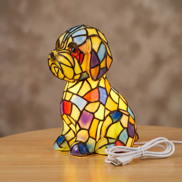 USB powered geometric LED sculpture table lamp, a contemporary home accent for ambient lighting.