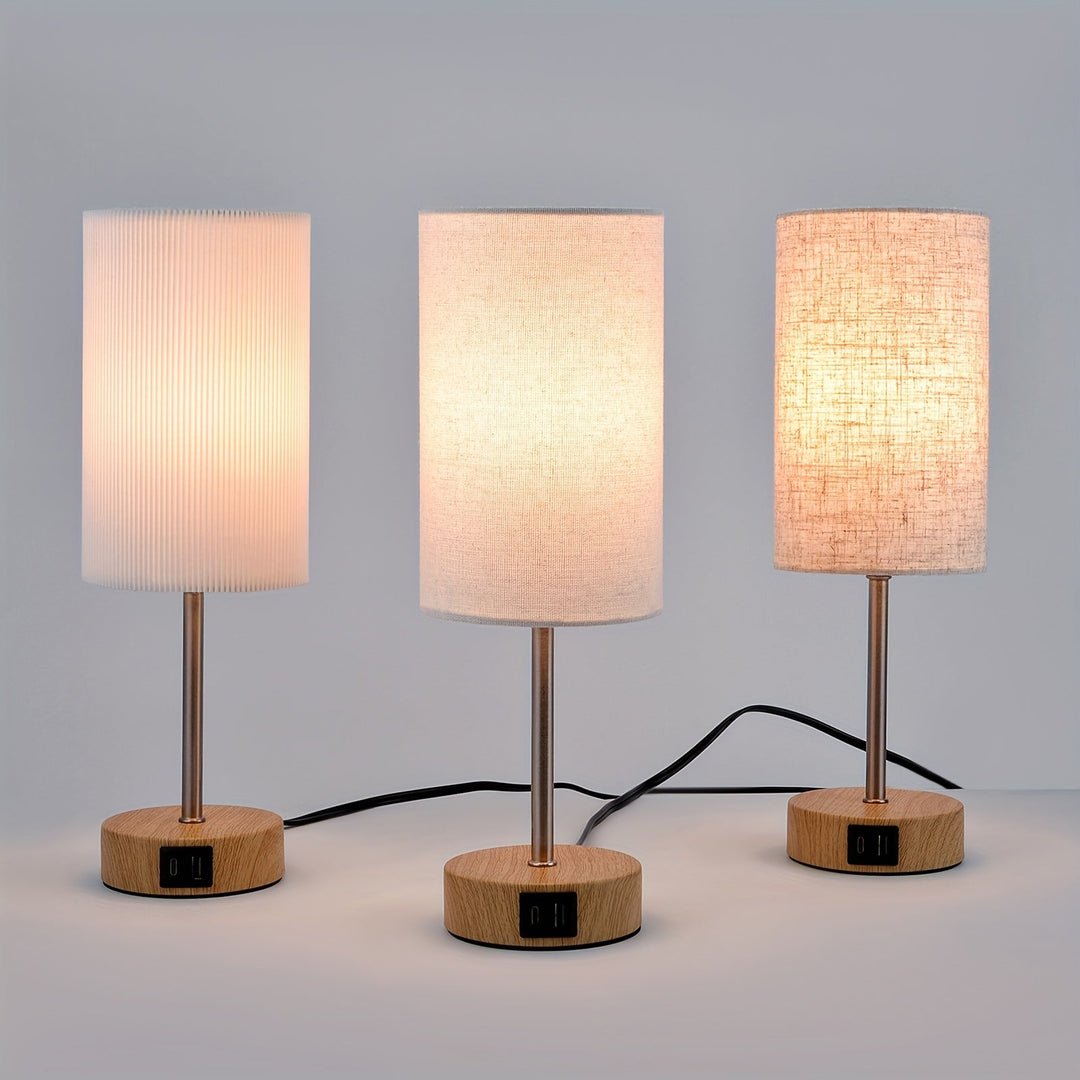 Convenient 2-pack of LED table lamps with touch dimming, USB ports for bedroom, living room, or office.