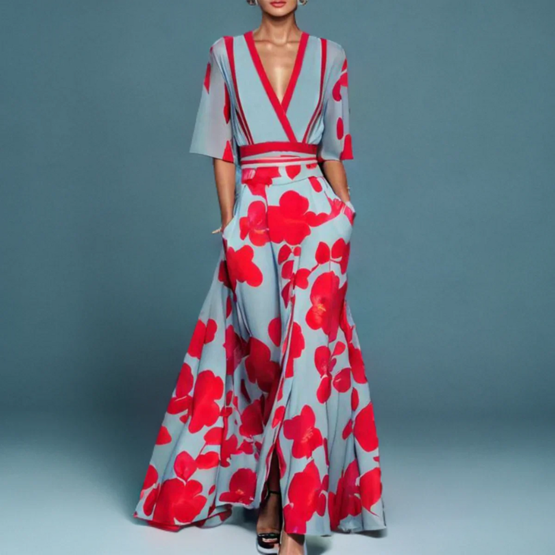 Effortless women's floral wrap dress, a comfortable and chic choice for vacation, spring, and summer style.