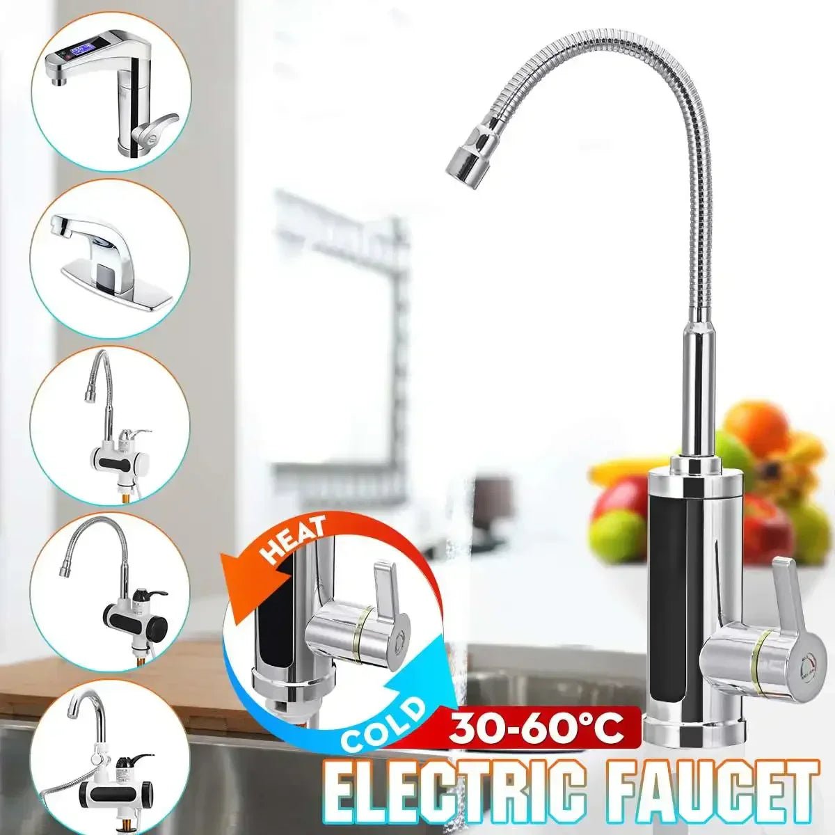 3000W Electric Kitchen Tap with Instant Hot Water for Homes - Lexians