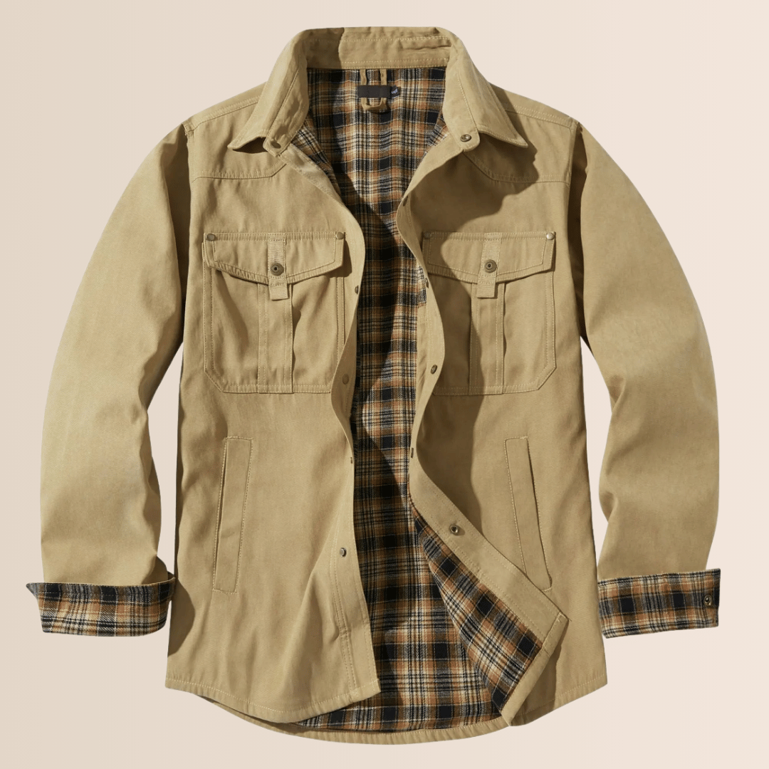 Rugged & comfortable men's vintage plaid flannel jacket. Versatile casual outerwear, western style.