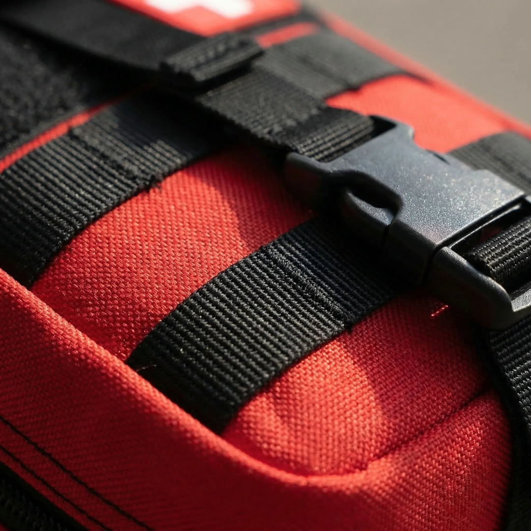 Comprehensive emergency first aid kit for home safety, car emergencies, and travel medical needs.
