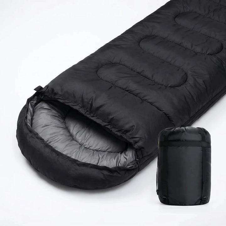Compact & portable unisex 4-season envelope sleeping bag. Perfect camping gear for all your outdoor adventures.