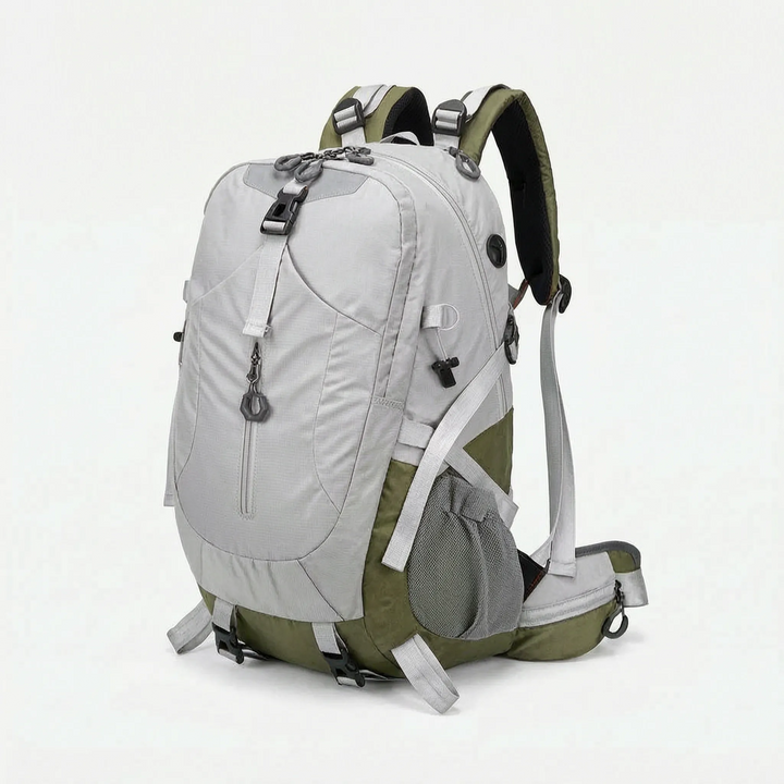 Side view of a spacious 11 Gallon hiking backpack, perfect for organizing gear for camping and travel.
