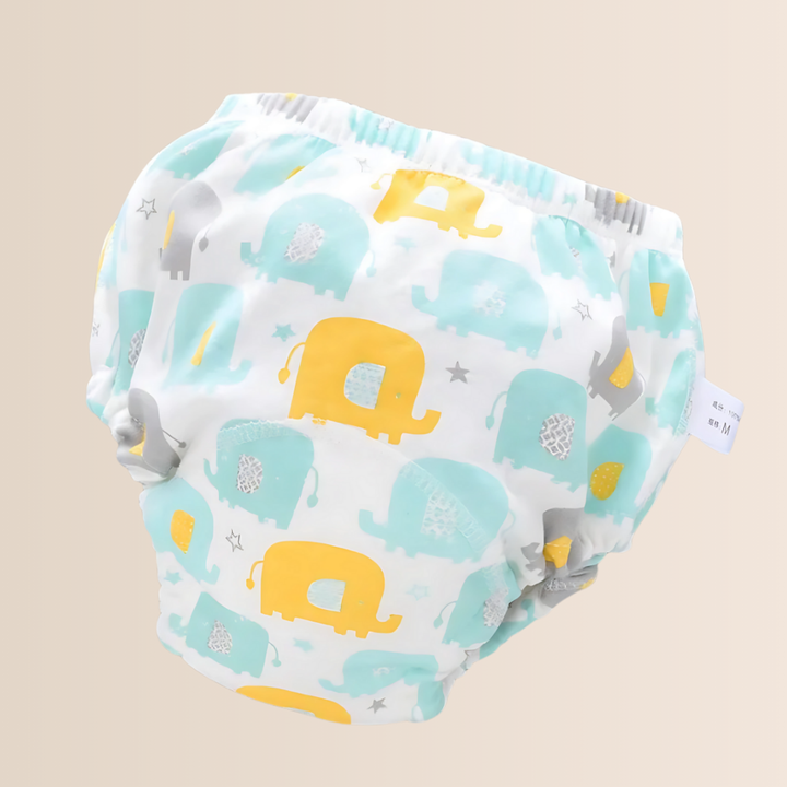 Reusable 6-layer training pants for potty training toddlers. Absorbent, leak-proof & comfort fit.